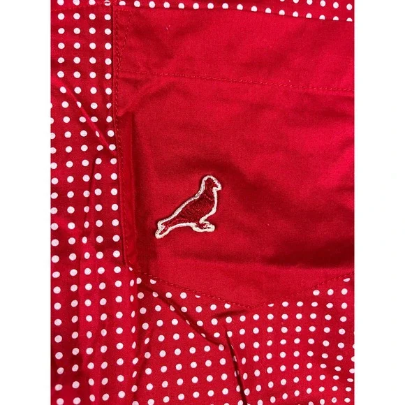 Staple Pigeon Red White Polka‎ Dot Patchwork Button Down Shirt Men's Medium - Picture 3 of 9